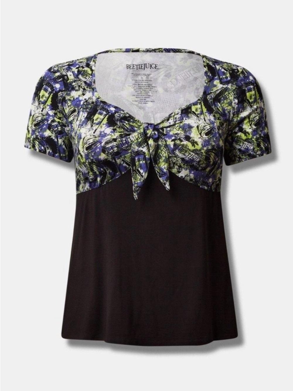 NWT Torrid x Beetlejuice Super Soft Tie Front Top Size 4 / 26 Plus (AS IS) - Picture 3 of 3